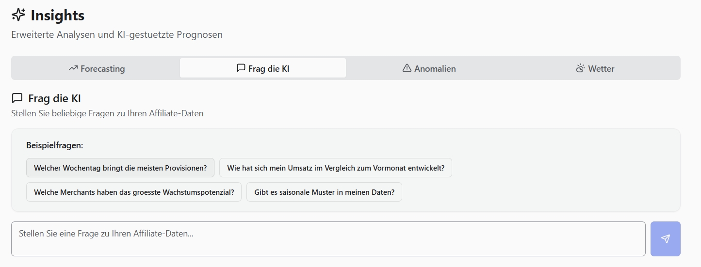 Frag die KI – Beliebige Fragen zu deinen Affiliate-Daten stellen